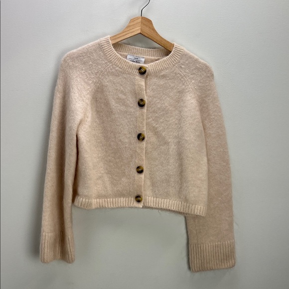 & Other Stories Sweaters - & Other Stories Cream Button-Front Fuzzy Cardigan